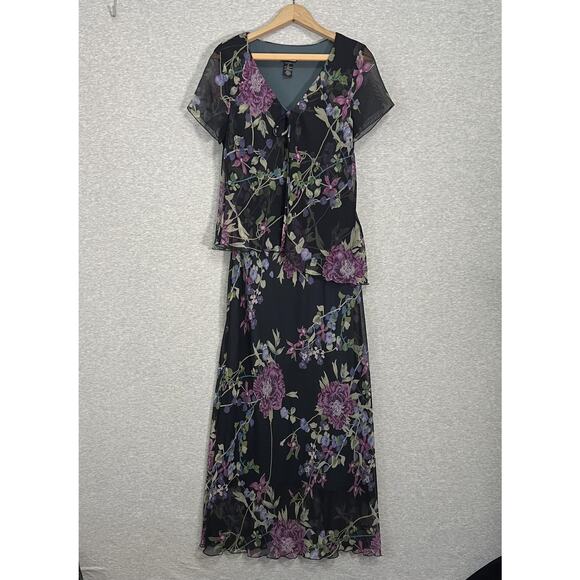 Maxi Dress Womens 10 Blue Purple Floral Feminine Sheer Whimsigoth Fairy Y2K - Picture 1 of 11